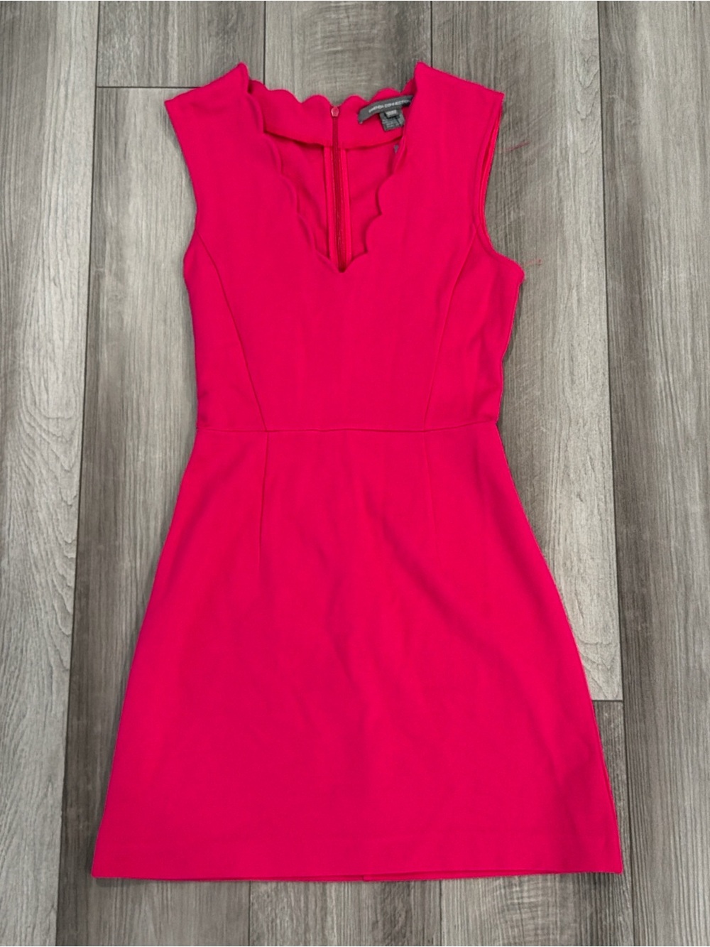 Bright Pink Scallop V-Neck Dress